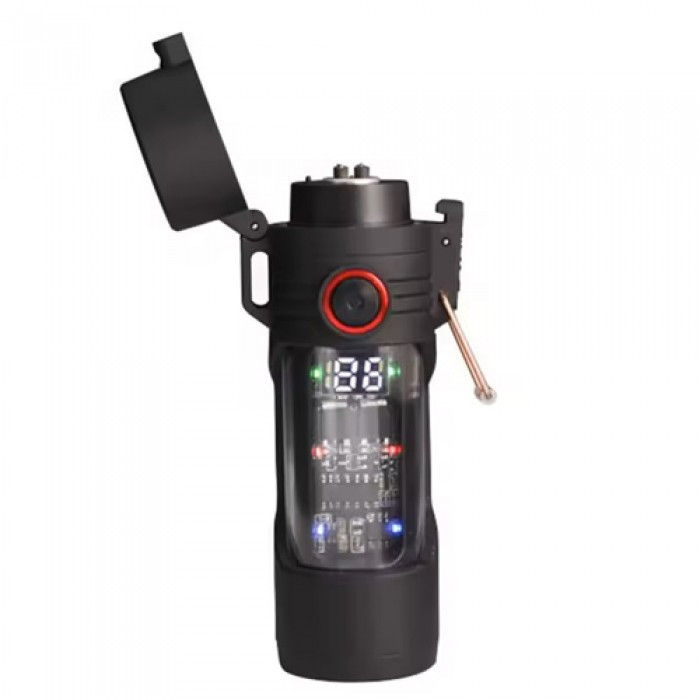 Електроімпульсна запальничка D66 дугова usb запальничка з ліхтариком Чорна, фото 1