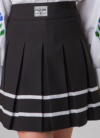 Шкільна спідниця для дівчаток чорного кольору зі складками розміри 116, 140, 146, 152, 158, фото 1