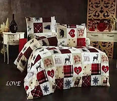 Тепла постільна білизна Belizza "Love" байкова сімейна фланель 100%-бавовна Туреччина