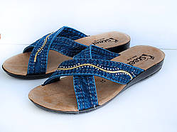 Шльопанці джинсові, жіночі на танкетці 37 р.