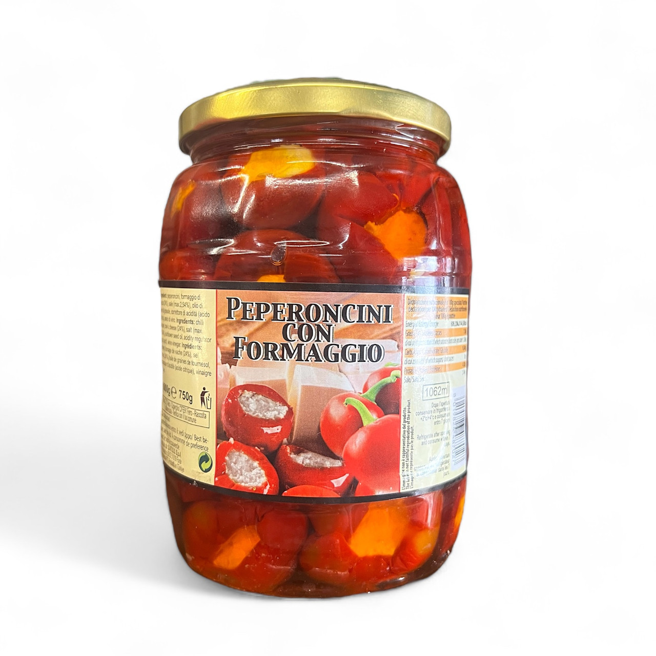 Перець Peperoncini con Formagio, фарширований сиром рикота в оливі 900 г.