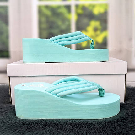 В'єтнамки жіночі бірюзові м'які на платформі "АМН" 4539, фото 1