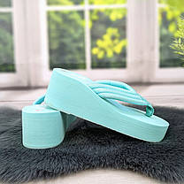 В'єтнамки жіночі бірюзові м'які на платформі "АМН" 4539, фото 5