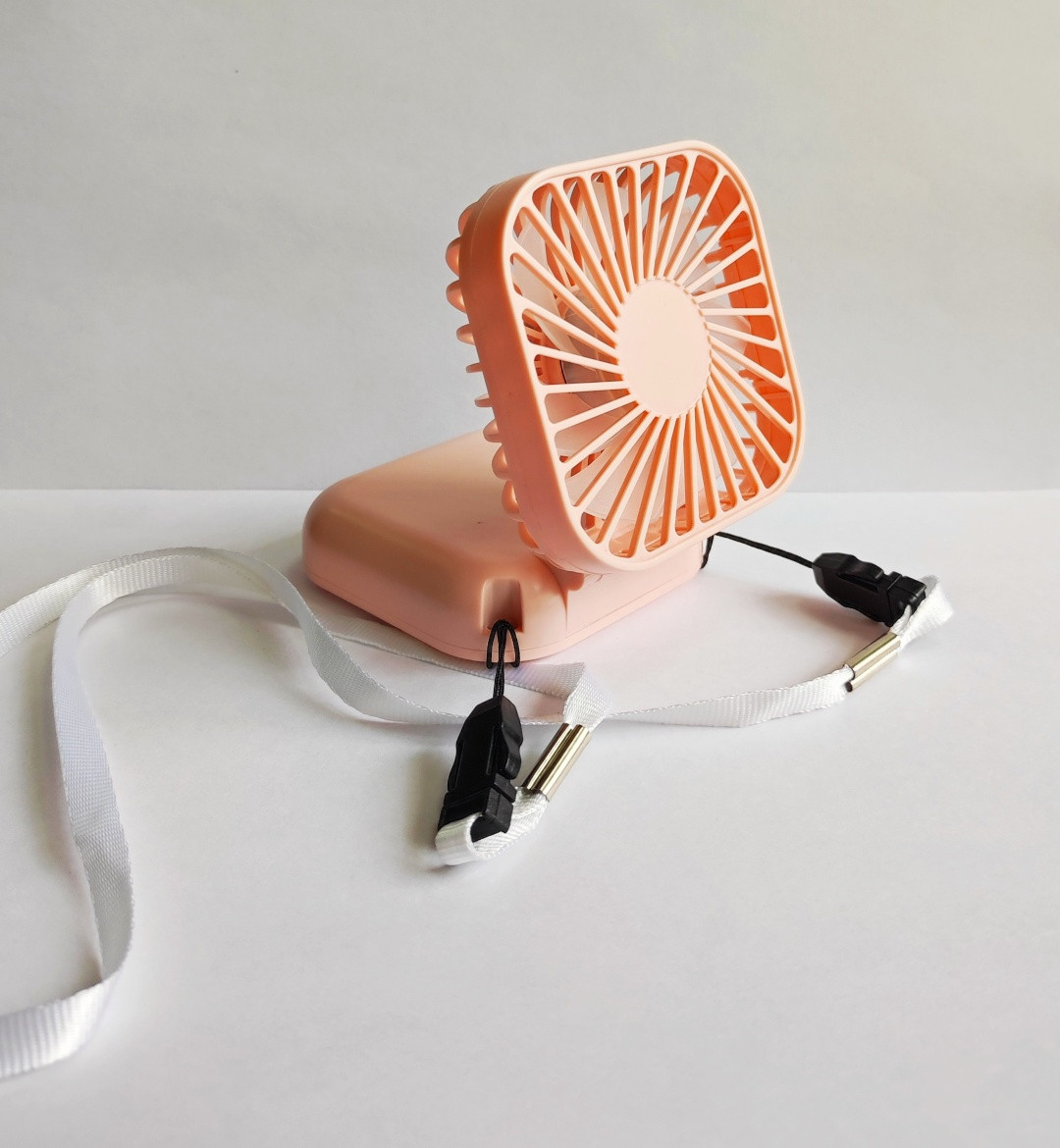 Портативний міні-вентилятор Holding Fan F089, настільний і на шию, з дзеркалом та акумулятором