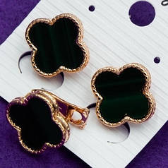 Сережки жіночі модні конюшина чорна Xuping позолота англійська застібка