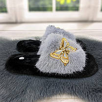 Тапочки хутряні жіночі сірі 4534, фото 4