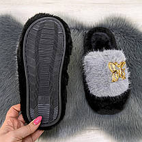 Тапочки хутряні жіночі сірі 4534, фото 3