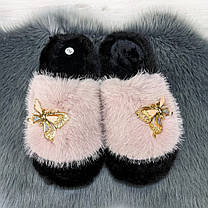 Тапочки хутряні жіночі пудрові 4534, фото 2