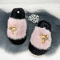 Тапочки хутряні жіночі пудрові 4534, фото 5