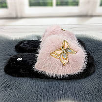 Тапочки хутряні жіночі пудрові 4534, фото 4