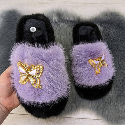 Тапочки хутряні жіночі бузкові 4534, фото 1