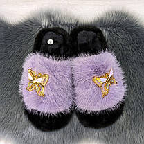 Тапочки хутряні жіночі бузкові 4534, фото 5