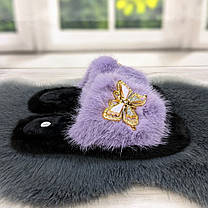 Тапочки хутряні жіночі бузкові 4534, фото 2