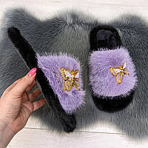 Тапочки хутряні жіночі бузкові 4534, фото 3