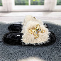 Тапочки хутряні жіночі бежеві 4534, фото 3