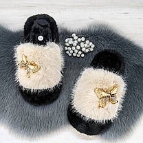 Тапочки хутряні жіночі бежеві 4534, фото 4