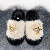 Тапочки хутряні жіночі бежеві 4534, фото 5