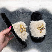 Тапочки хутряні жіночі бежеві 4534, фото 2