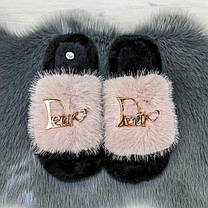 Тапочки хутряні жіночі пудрові 4534_2, фото 5