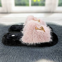 Тапочки хутряні жіночі пудрові 4534_2, фото 3