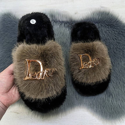 Тапочки хутряні жіночі коричневі 4534_2, фото 1