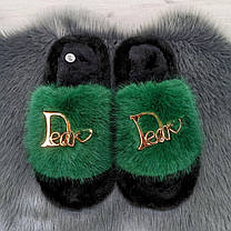 Тапочки хутряні жіночі зелені 4534_2, фото 5