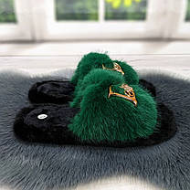 Тапочки хутряні жіночі зелені 4534_2, фото 4