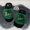 Тапочки хутряні жіночі зелені 4534_2, фото 6