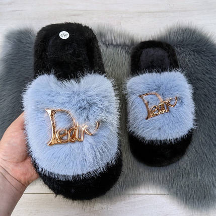 Тапочки хутряні жіночі блакитні 4534_2, фото 1