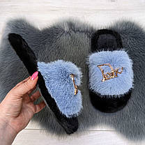 Тапочки хутряні жіночі блакитні 4534_2, фото 2