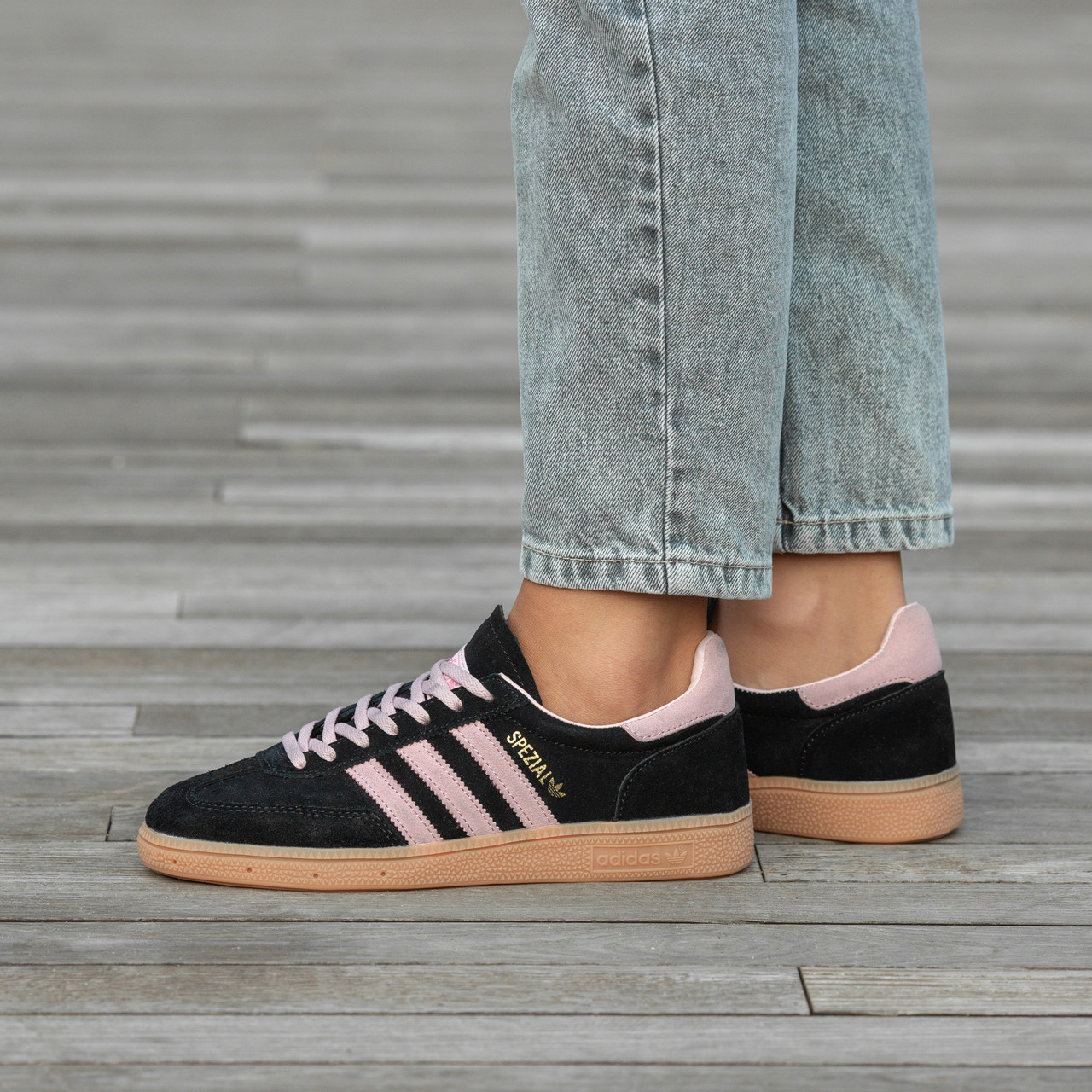Жіночі Кросівки Adidas Spezial Handball Black Clear Pink Gum / Адідас Спешл Гандбол Гам Чорні з Рожевим