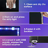 Світлодіодна стрічка Enteenly 3M, світлодіодне підсвічування телевізора, що підходить для 40-55-дюймового телевізора та ПК, фото 3