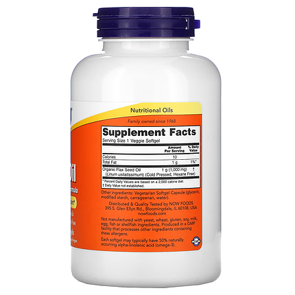 Flax Oil NOW Foods 120 Softgels, фото 3