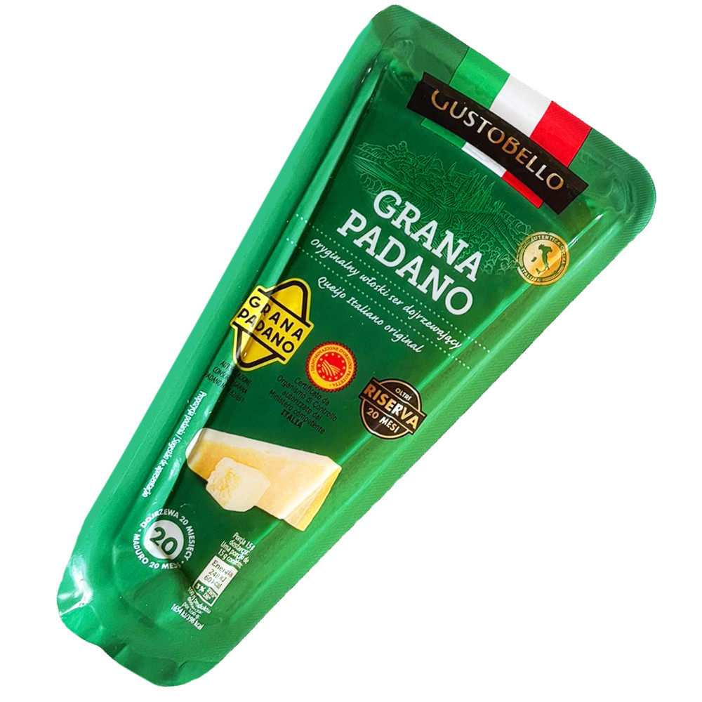 Сир твердий Grana Padano Riserva GustoBello, Грана Падану 20 міс витримка 200 г.