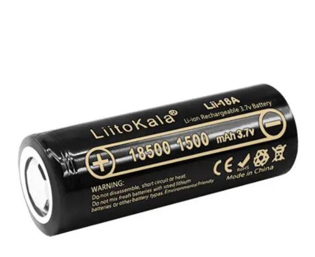 Акумулятор 18500 на 1500mAh, LiitoKala Lii-18A, 1шт Батарейка акумуляторна Пальчиковий акумулятор