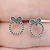 Жіночі сережки гвоздики в стилі Бохо ретро Сердечка 1.1 см сріблясті fatr1547, фото 2