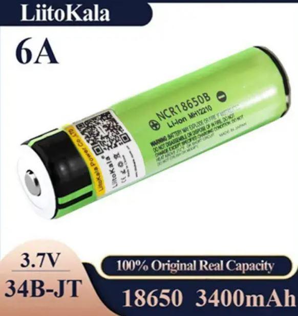 Акумулятор 18650, LiitoKala NCR 34B-JT, 3400mAh Батарейка акумуляторна Пальчиковий акумулятор