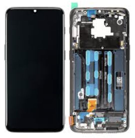 Дисплей (екран) для OnePlus 6T A6013 + touchscreen, чорний, OLED, з передньою панеллю, Mirror Black