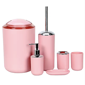 Набір якісних стильних аксесуарів для ванної кімнати Bathlux з 6 предметів, Розовий