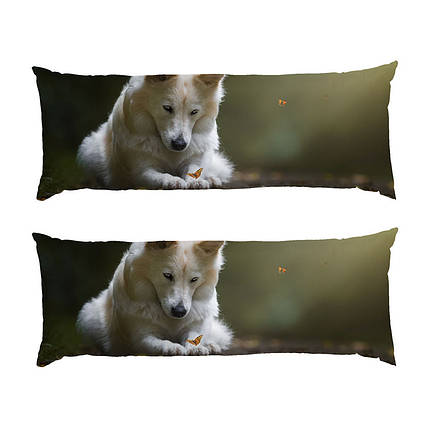 Дакімакура подушка-обіймашка «Білий пес та метелик. White dog», фото 1