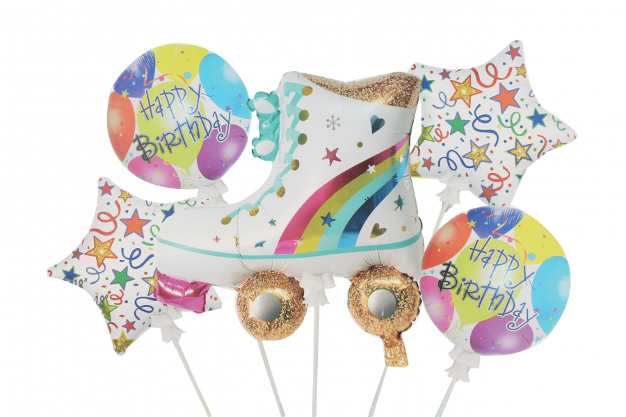 Набір фольгованих куль "Нappy Birthday" Ролики