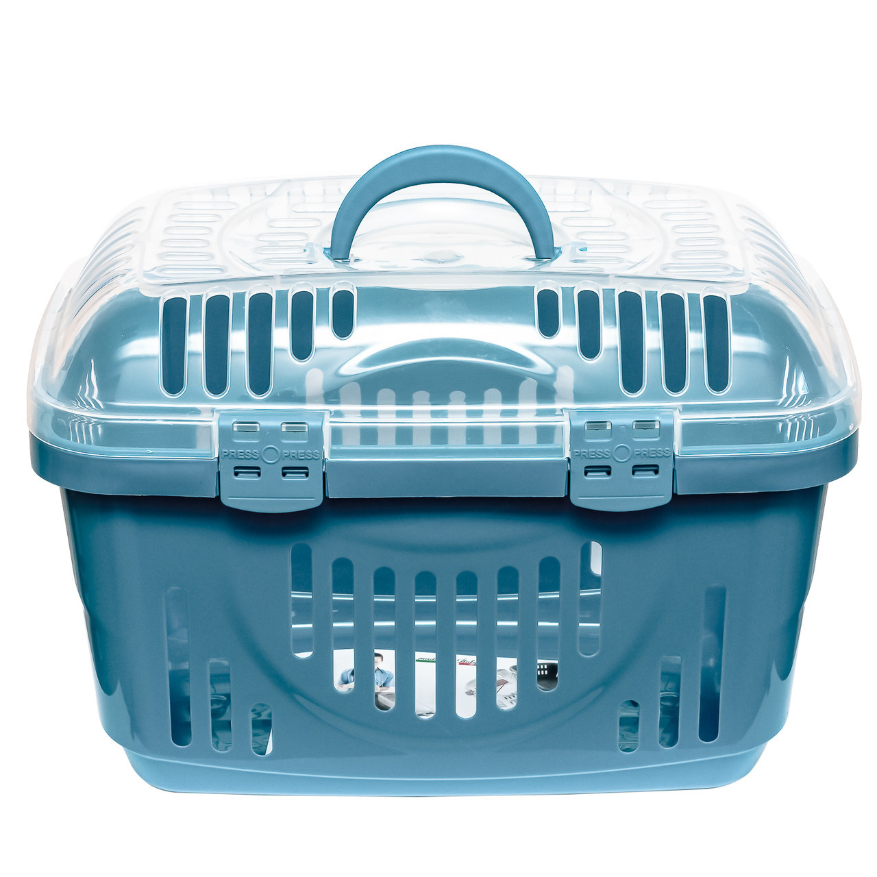 Переноска з прозорим верхнім відкриттям Georplast Rocket Classic для тварин до 8 кг, синя, 49x33x33 см, фото 1