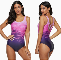 Жіночий цілісний пляжний купальний костюм градієнтного кольору