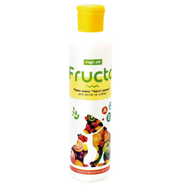Рідке мило FRUCTA Чисті Лапки з екстрактом вишні, ананаса, авокадо та апельсина, для собак та котів, 220 мл, фото 1