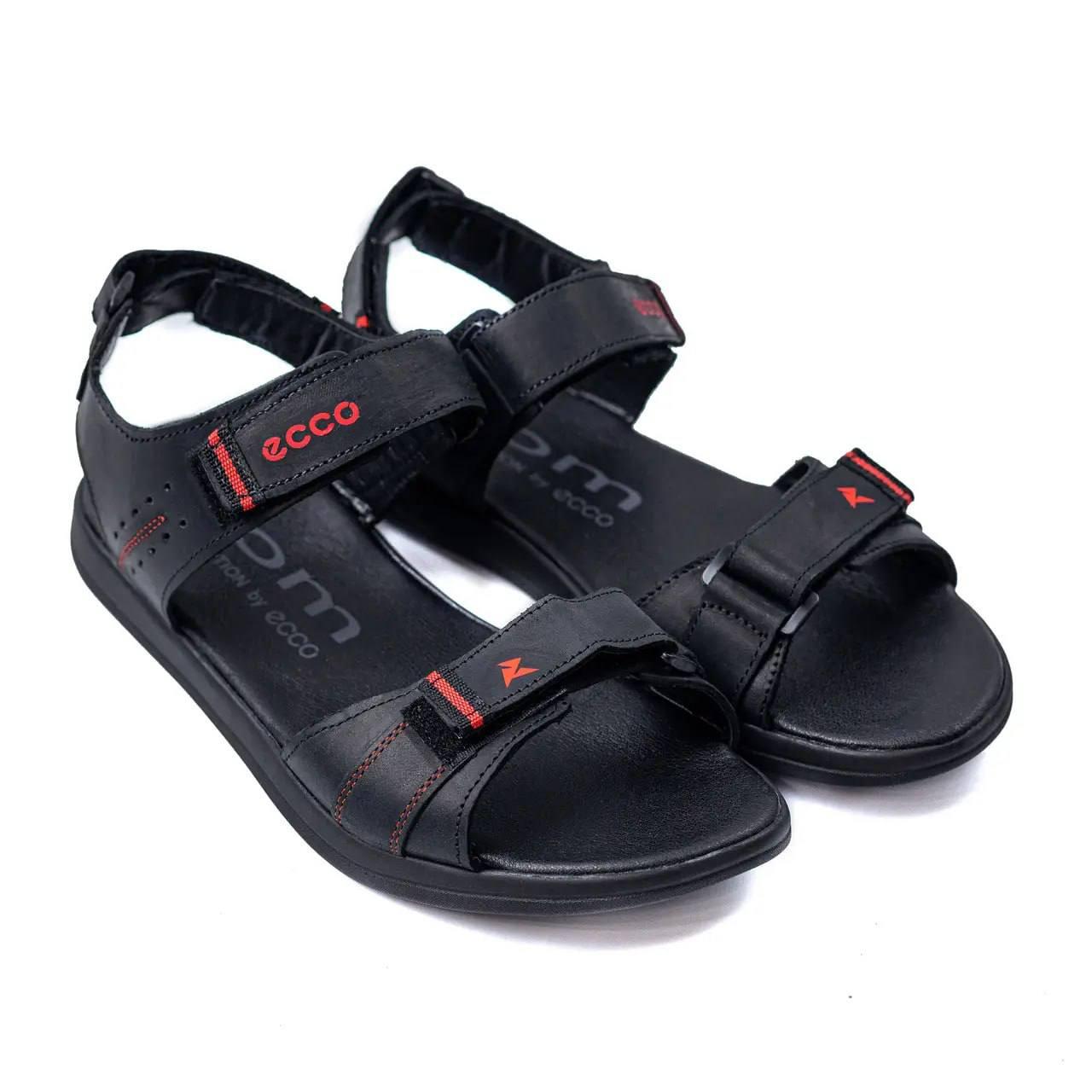 Чоловічі шкіряні сандалії чорні Black, фото 1