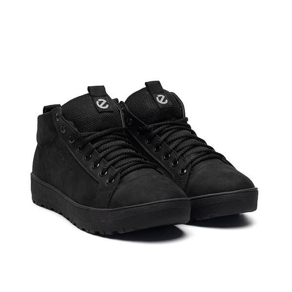 Чоловічі зимові шкіряні черевики — чорні, теплі, фото 1