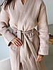 Жіночий вафельний халат COSY довгий, бежевий., фото 4