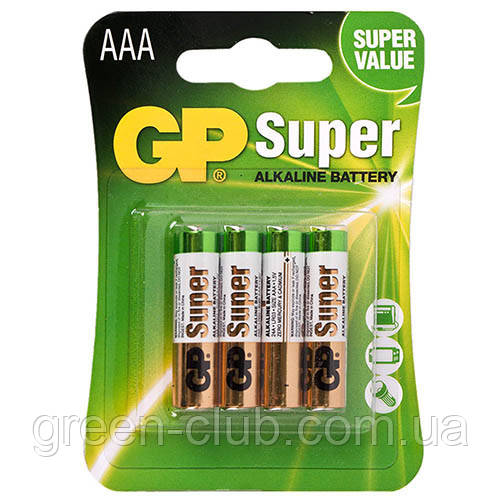 Батарейка GP SUPER ALKALINE 1.5V 24A-U4 лужна, LR03, AAA (4891199000058)