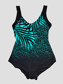 Купальник жіночий закритий Fuba 7008 чорний-бірюзовий 52 54 56 58 український розмір