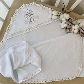 Крижма "Чарівний янгол-1" подвійна махра 80*90 см Betis Белый с серебряным